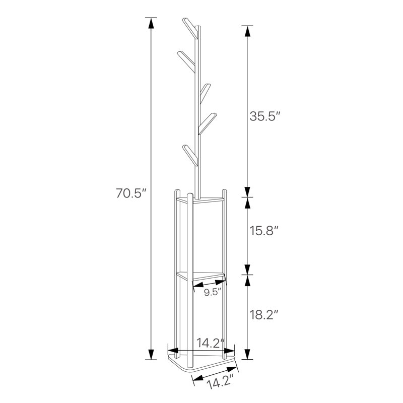 Loon Peak® Aldeign 3 Tiers Free Standing Coat Rack, Clothes Storage